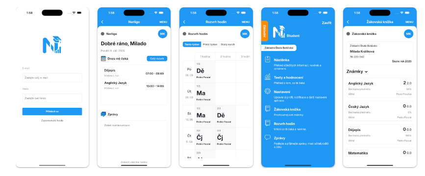 Ukázka mobilní aplikace NERLIGO